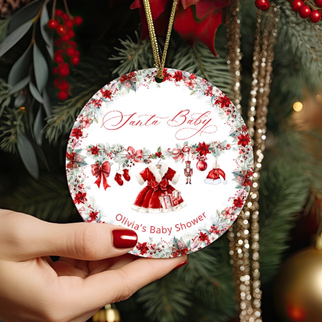 Santa Baby Christmas Girl Baby Shower Ceramic Tree Decoration (Creator Uploaded)