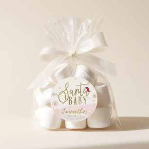 Santa Baby Christmas Girl Baby Shower Classic Round Sticker