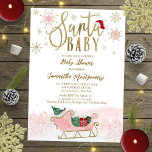 Santa Baby Christmas Girl Baby Shower Invitation<br><div class="desc">Adorable calligraphy with snowflakes,  winter-themed baby shower invitations. Easy to personalise with your details. Check the collection to find matching items as enclosure cards.</div>