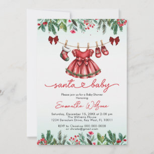 santa baby christmas Girl baby shower Invitation