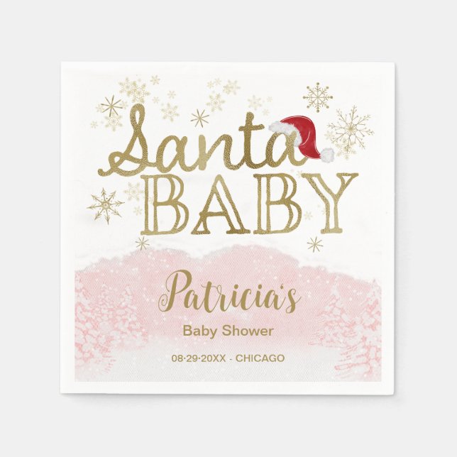 Santa Baby Christmas Girl Baby Shower Napkins (Front)