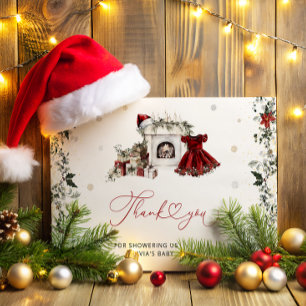Santa Baby Christmas Girl Baby Shower Thank You Card