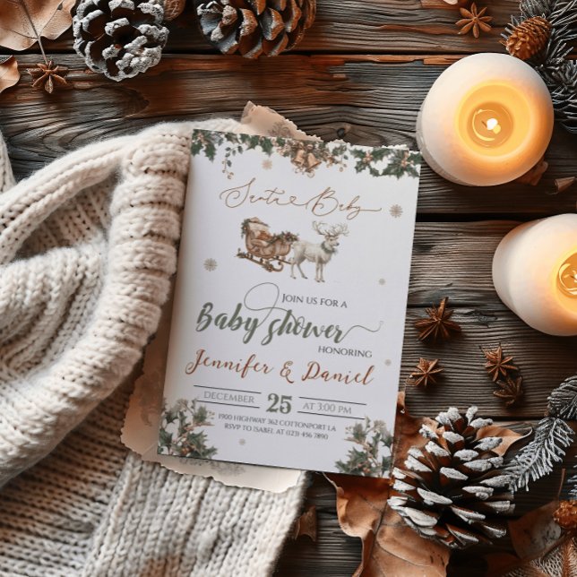 Santa Baby Christmas Green Red Winter Baby Shower  Invitation (Creator Uploaded)