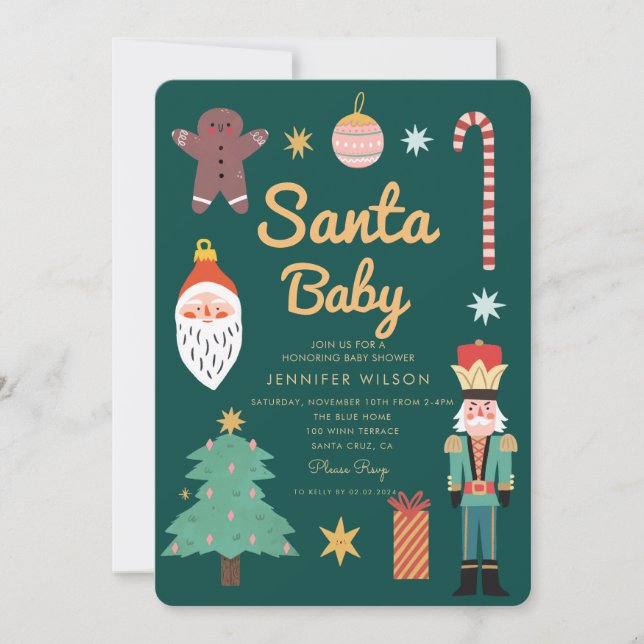 Santa Baby Christmas Holiday Baby Shower  Invitation (Front)