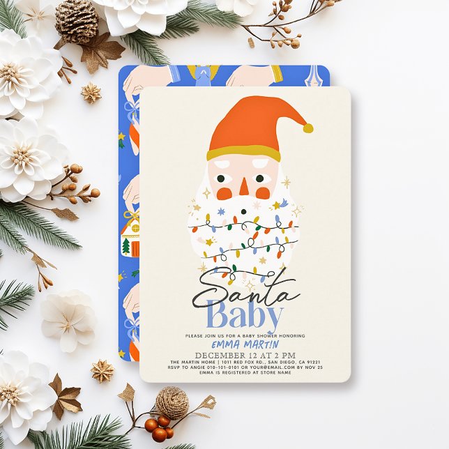 Santa Baby Christmas Holiday Boy Baby Shower Invitation (Creator Uploaded)