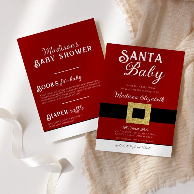 Santa Baby Christmas Santa Claus Suit Baby Shower Invitation (Creator Uploaded)