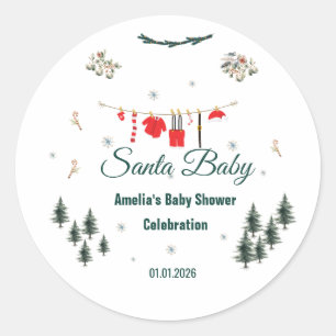 Santa Baby Christmas Theme Baby Shower Classic Round Sticker