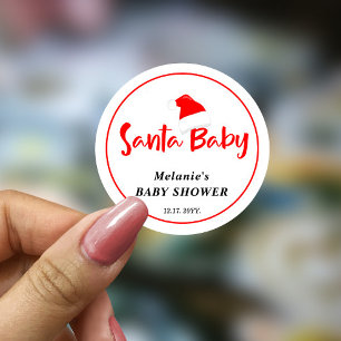 Santa Baby Christmas Winter Baby Shower  Classic Round Sticker