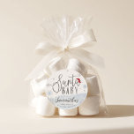 Santa Baby Christmas Winter Baby Shower Classic Round Sticker<br><div class="desc">Adorable calligraphy with snowflakes,  winter-themed baby shower invitations. Easy to personalise with your details. Check the collection to find matching items as enclosure cards.</div>
