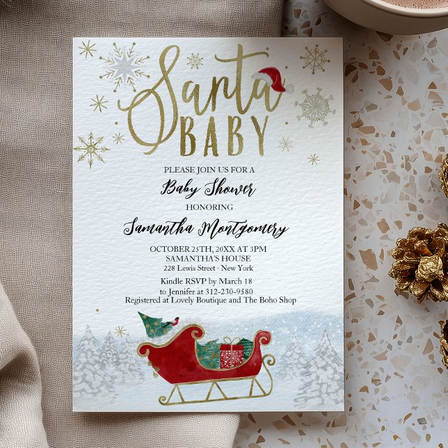 Santa Baby Christmas Winter Baby Shower Invitation (Creator Uploaded)