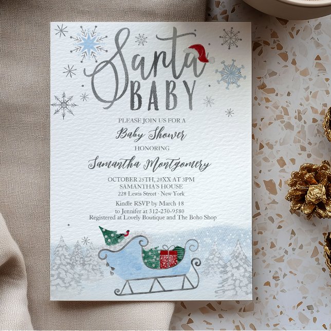 Santa Baby Christmas Winter Baby Shower Invitation (Creator Uploaded)
