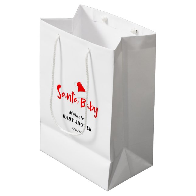 Santa Baby Christmas Winter Baby Shower  Medium Gift Bag (Front Angled)