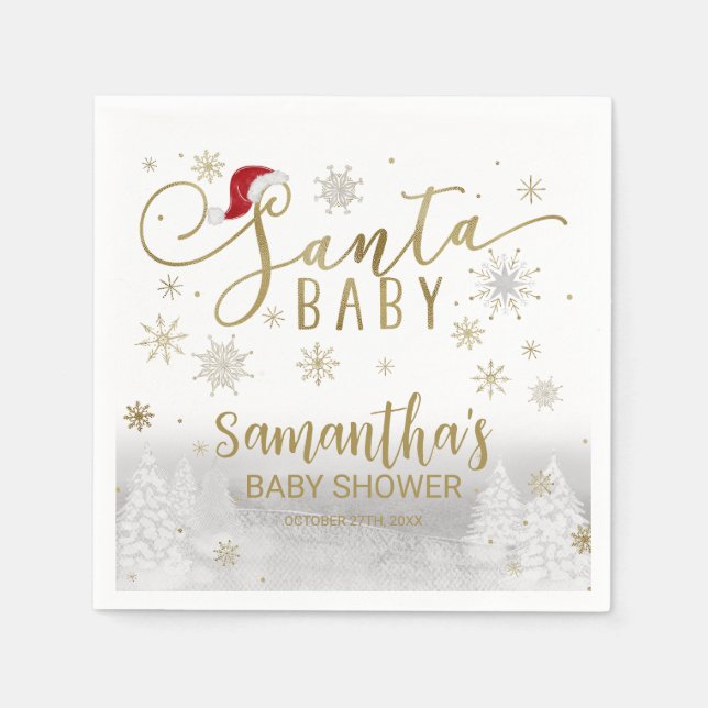 Santa Baby Christmas Winter Baby Shower Napkin (Front)