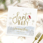 Santa Baby Christmas Winter Baby Shower Napkin<br><div class="desc">Adorable calligraphy with snowflakes,  winter-themed baby shower invitations. Easy to personalise with your details. Check the collection to find matching items as enclosure cards.</div>