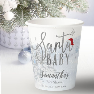 Santa Baby Christmas Winter Baby Shower Paper Cups