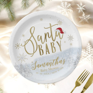 Santa Baby Christmas Winter Baby Shower Paper Plate