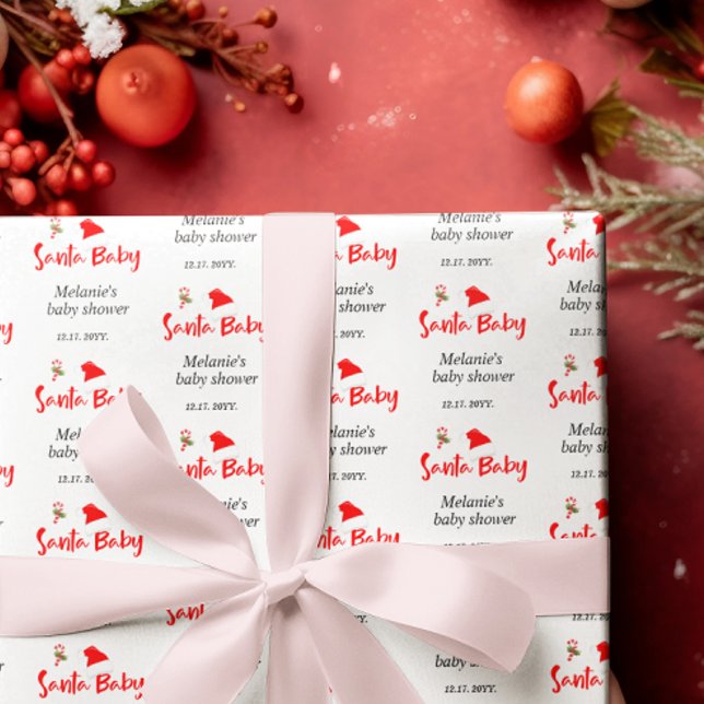 Santa Baby Christmas Winter Baby Shower  Wrapping Paper (Creator Uploaded)