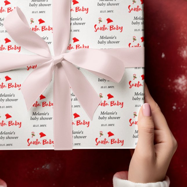 Santa Baby Christmas Winter Baby Shower Wrapping Paper Sheet (Creator Uploaded)