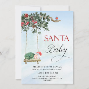 Santa Baby Christmas Winter Gender Reveal Party  I Invitation