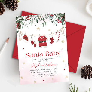 Santa Baby Clothes Christmas Winter Baby Shower Invitation