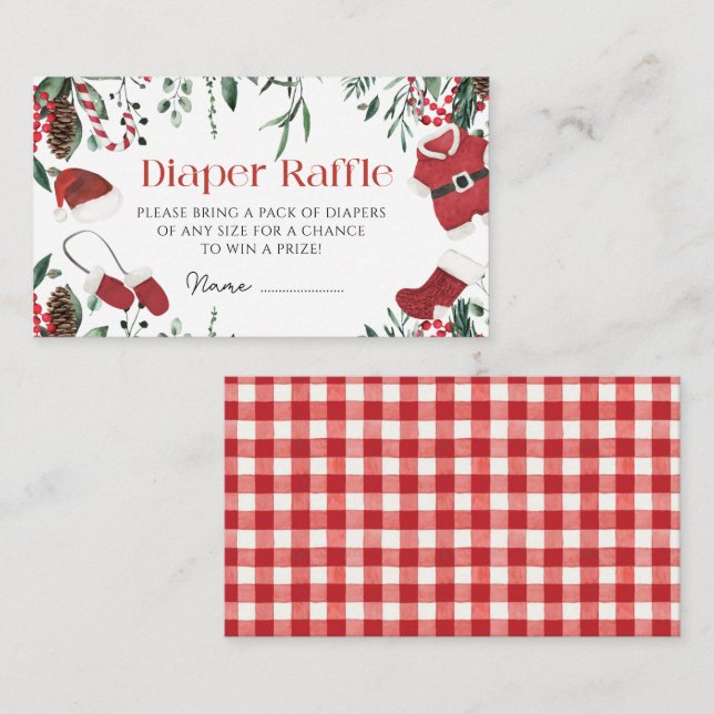 Santa Baby Clothes Christmas Winter diaper raffle Enclosure Card (Front/Back)