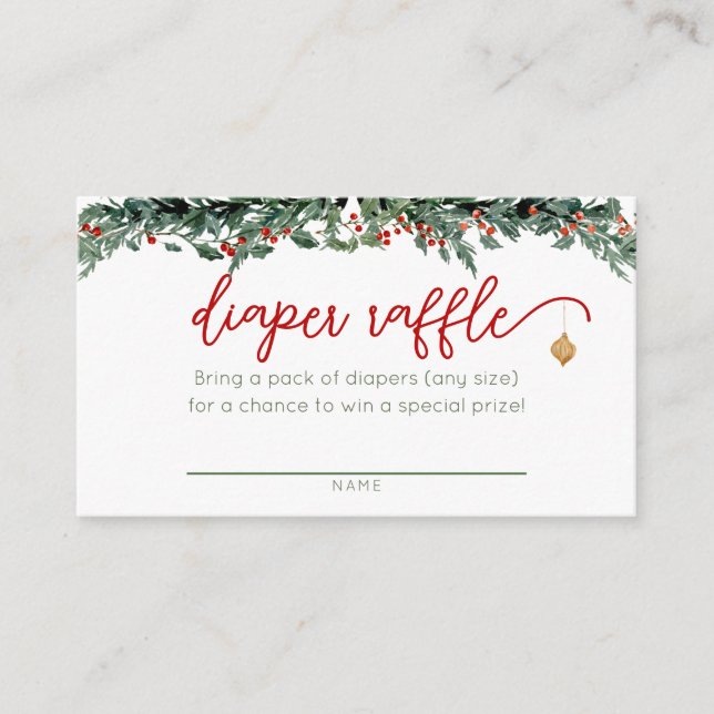 Santa Baby Clothesline Diaper Raffle Cards (Front)