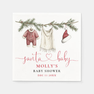 Santa Baby Clothesline Winter Baby Shower Napkin