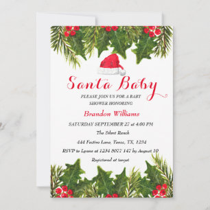 Santa Baby December Winter Red Baby shower Invitation