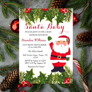 Santa Baby December Winter Red Baby shower Invitation