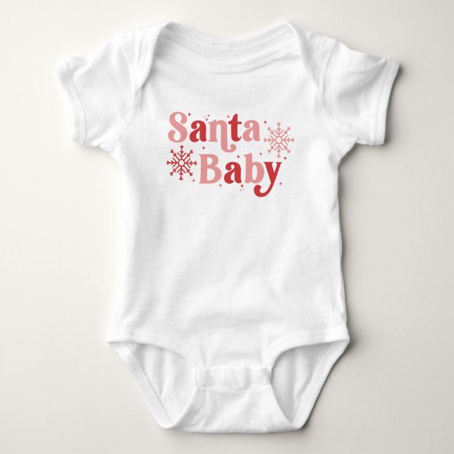 Santa Baby - Fun Holiday Typography Design Baby Bodysuit (Front)