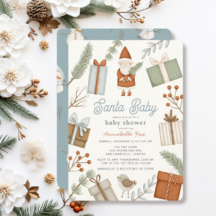 Santa Baby Gift Boxes Holiday Boy Baby Shower Invitation