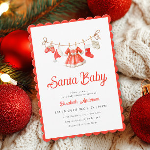 Santa Baby Girl Baby Shower Invitation