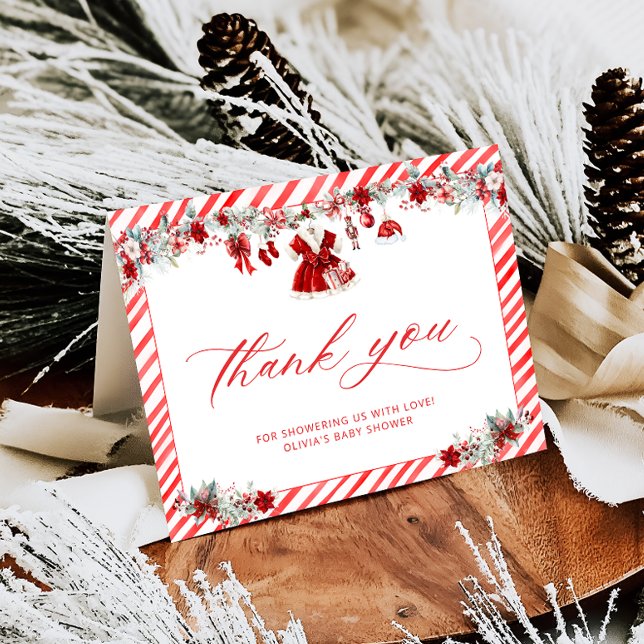 Santa Baby Girl  Baby Shower Thank You Card (Creator Uploaded)