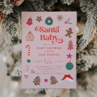 Santa Baby Girl Christmas Baby Shower  Invitation