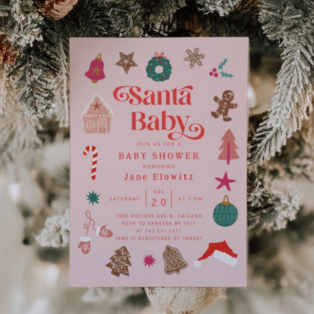 Santa Baby Girl Christmas Baby Shower  Invitation (Creator Uploaded)