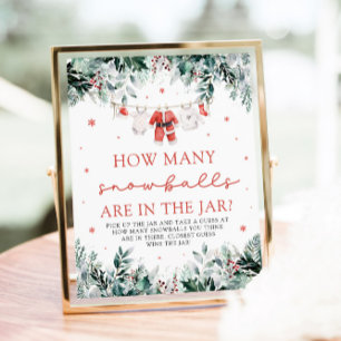 Santa Baby Guess How Many Snowballs Baby Shower Poster