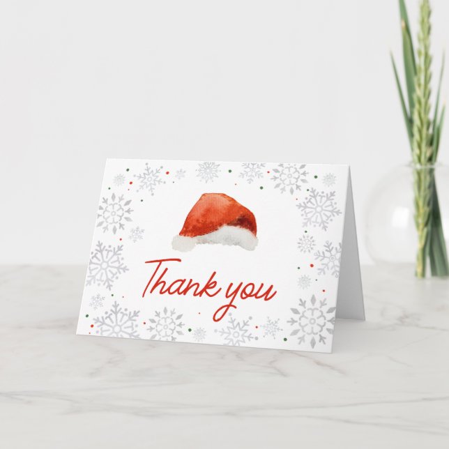 Santa Baby Hat Baby Shower  Thank You Card (Front)