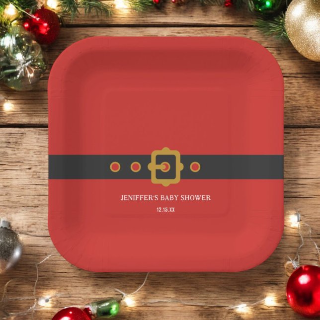 Santa Baby Holiday Christmas Party Paper Plate (Creator Uploaded)