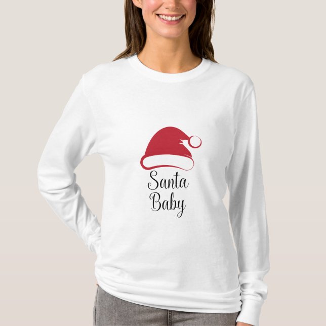 Santa Baby Long Sleeve Maternity Shirt 1st Xmas (Front)