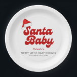 Santa Baby Merry Little Christmas Baby Shower  Paper Plate<br><div class="desc">The design features a "Santa Baby" themed baby shower with a cute Santa hat,  perfect for a holiday baby shower. If you need help with the customisation of the product or need matching products kindly please contact me via Zazzle.</div>
