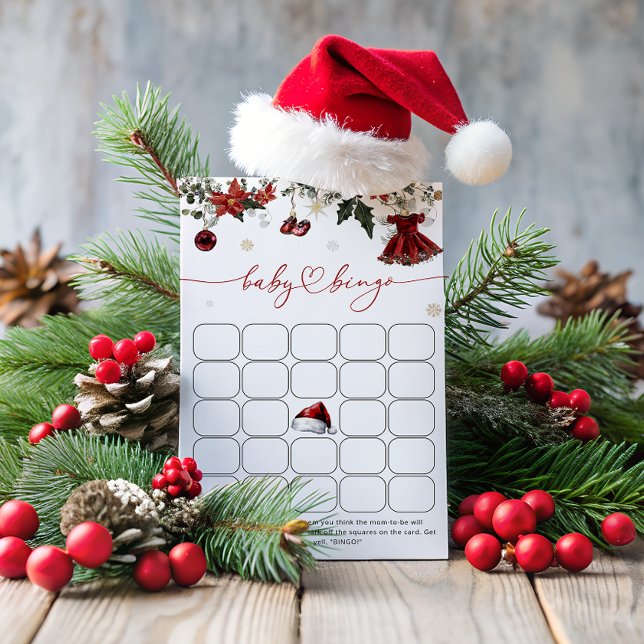 Santa Baby Modern Baby Shower Bingo Game (Creator Uploaded)