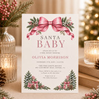 Santa Baby Pink Bow Baby Shower