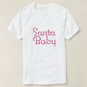 Santa Baby Pink Candy Cane Holiday T-Shirt