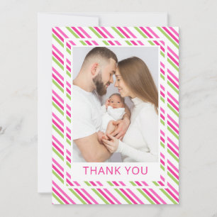 Santa Baby Pink Green Baby Shower Thank You Invitation