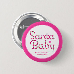 Santa Baby Pink Holiday Baby Shower Button