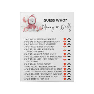 Santa Baby Polar Bear Baby Shower Guess Who Notepad