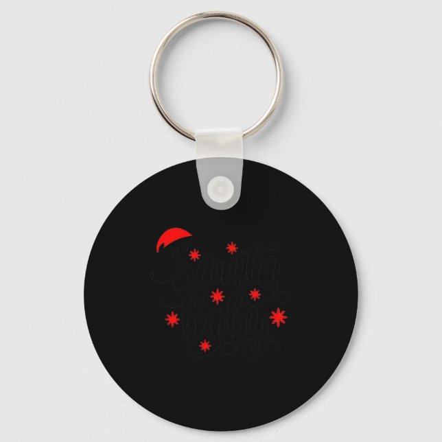 Santa Baby Pregnancy Announcement Christmas Santa  Key Ring (Front)