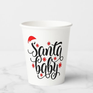 Santa Baby Pregnancy Announcement Christmas Santa Paper Cups
