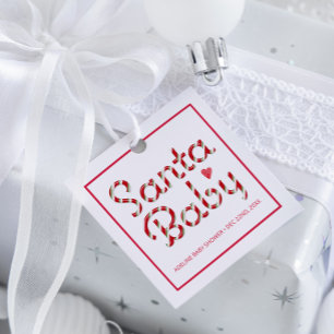 Santa Baby Red Baby Shower Favour Tag