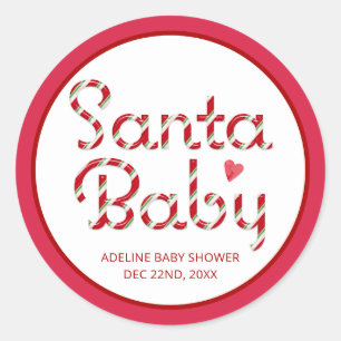 Santa Baby Red Christmas Baby Shower Sticker